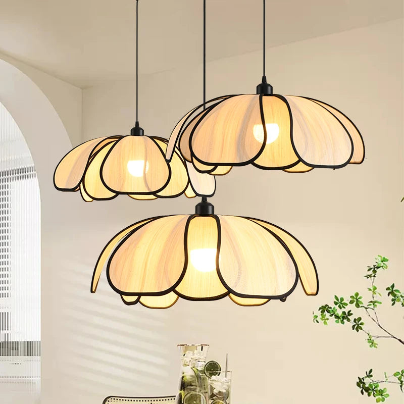 IWHD 50CM Rattan Flower LED Pendant Lamp Home Decor Indoor Bedroom Dining Living Room Lights Nordic Modern Hanging Light Edison