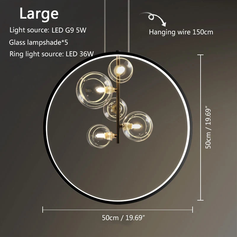 Artpad LED Pendant Lights Lamps for Ceiling Suspension Lamp Glass Ring Light Hanging Lamps for Ceiling Dining Room
