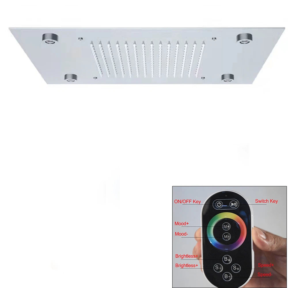 Black LED Constant Temperature Shower Faucet Luxury 3-way RainShower Celling System Tap Color Change Modern Showers for Bathroom