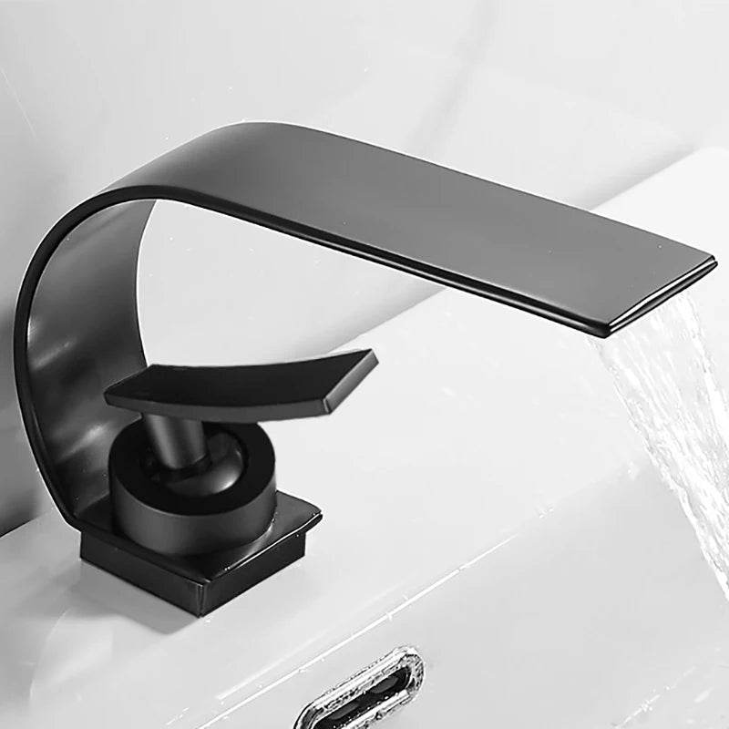 Deck Mount Waterfall Bathroom Basin Faucet