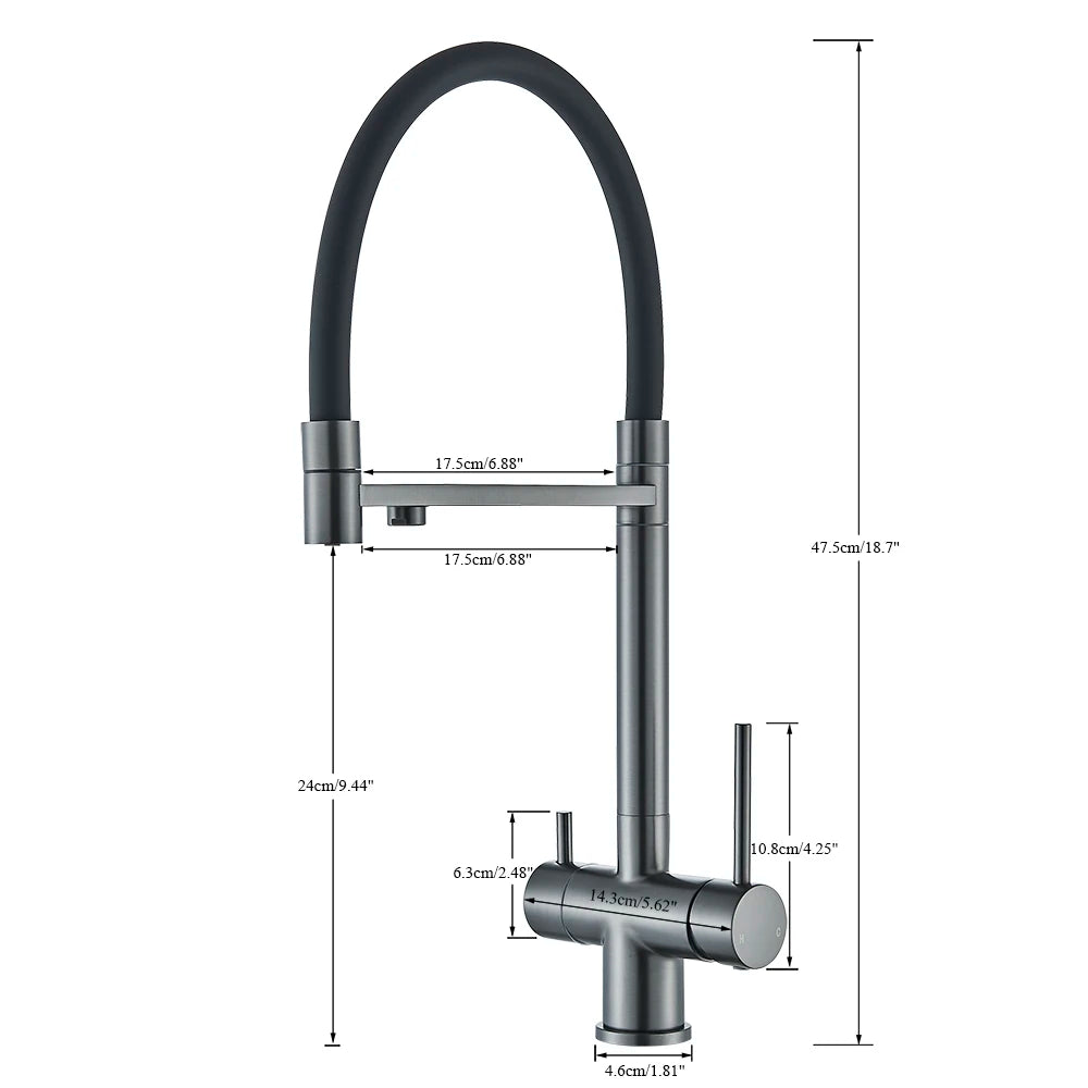 Senlesen Filter Water Kitchen Faucet Gray Pull Down Flexible Sprayer Deck Mounted Hot Cold Mixer Crane Tap 360 Degree Rotation