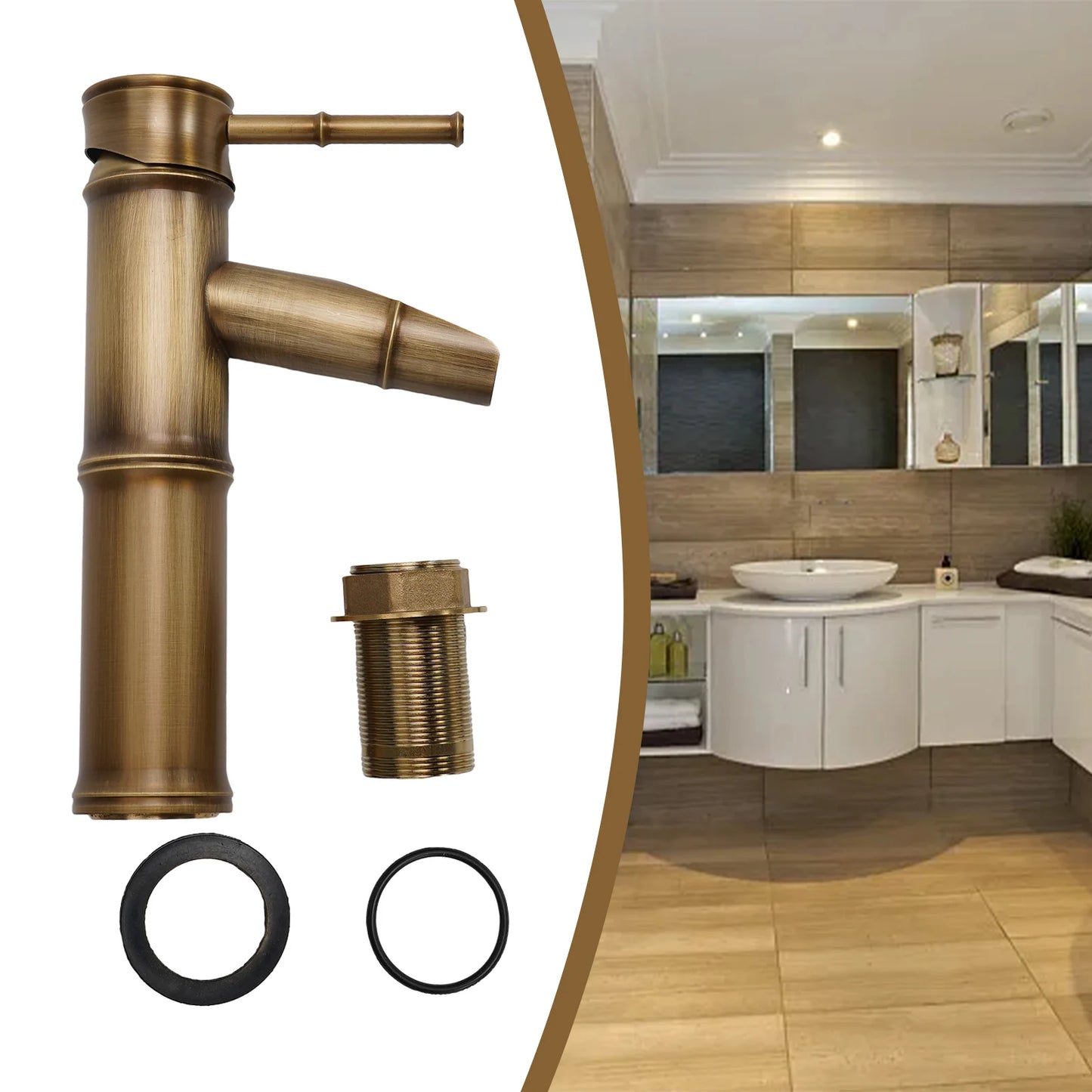 Basin Faucet Antique Brass Bamboo Shape Faucet Sink Mixer Faucet Single Handle Filter Impurities Kitchen Bathroom Accessories
