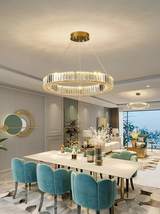 Crystal Chandelier in Simple Stainless Steel or Gold