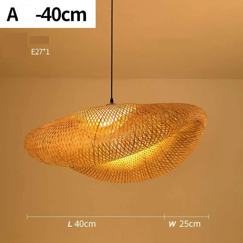 Round Handmade LED Bamboo-Rattan Chandelier