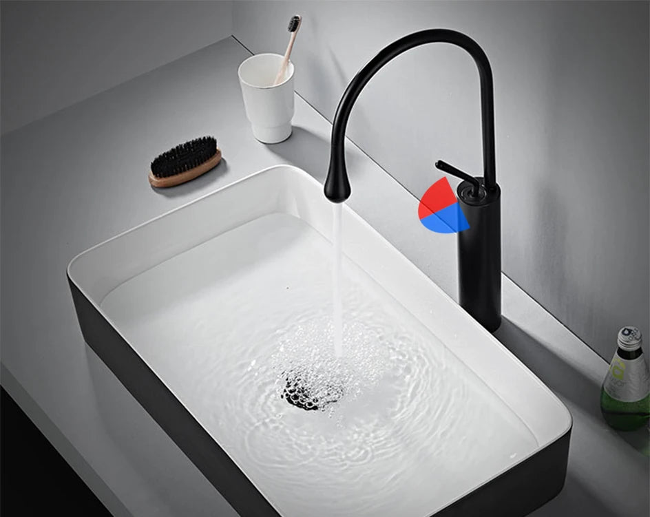 VGX Bathroom Faucets High Basin Mixer Sink Tall Faucet Gourmet Washbasin Taps Water Tap Hot Cold 360 Tapware Crane Brass Black