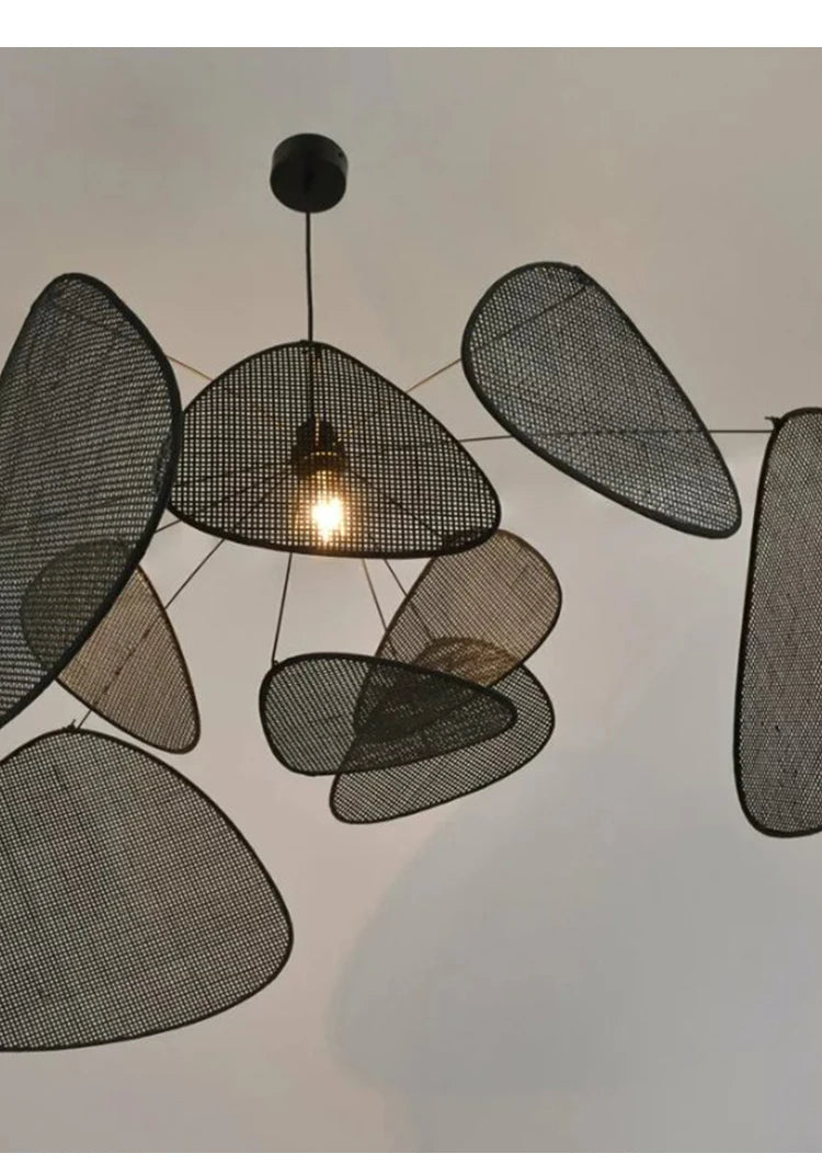 New Chinese Style Pendant Lights Black Rattan Suspension Luminaire for Restaurant Dining Room Home Decor Designer Light Fixtures