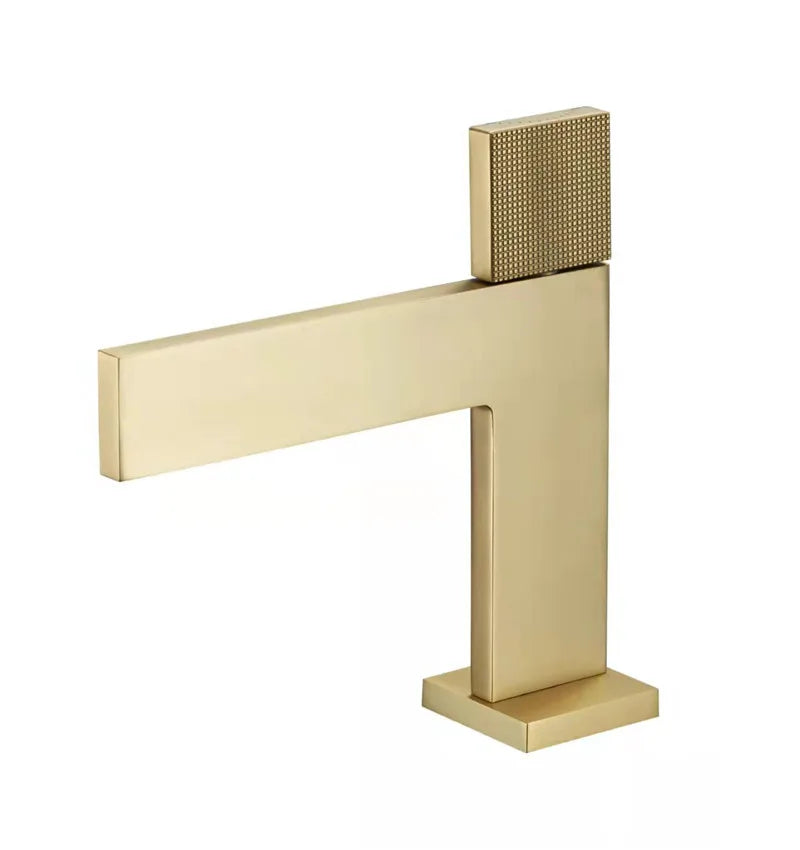 Brushed Gold Bathroom Faucet Brass Bathroom Basin Faucet Cold And Hot Water Mixer Sink Tap Single Handle Deck Mounted Grey Tap