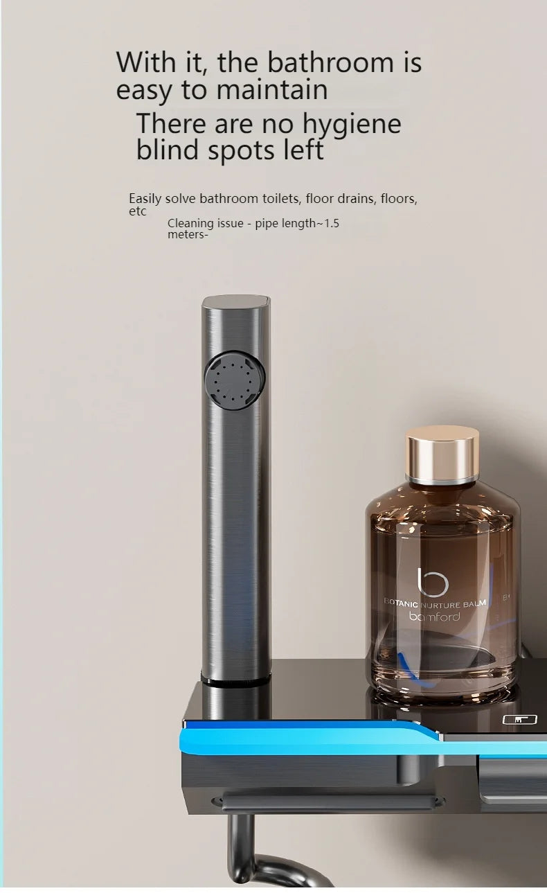 Grey Shower Set Ambient Light Shower System with Digital Display