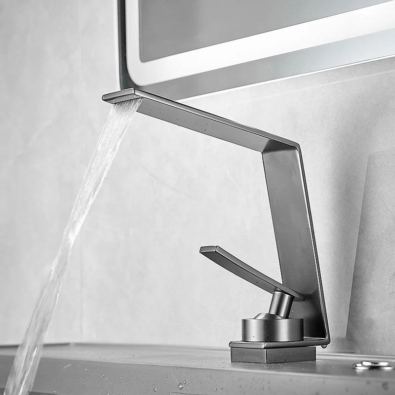 ULGKSD Bathroom Basin Faucet Modern Mixer Tap Single Hole Crane Hot&Cold For Bathroom Faucet Deck Mounted Various Basin Sink Tap