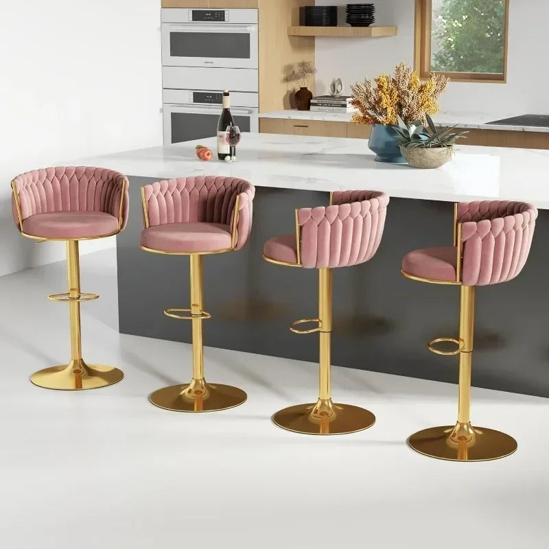 Modern Velvet Swivel Bar Stool Set of 4