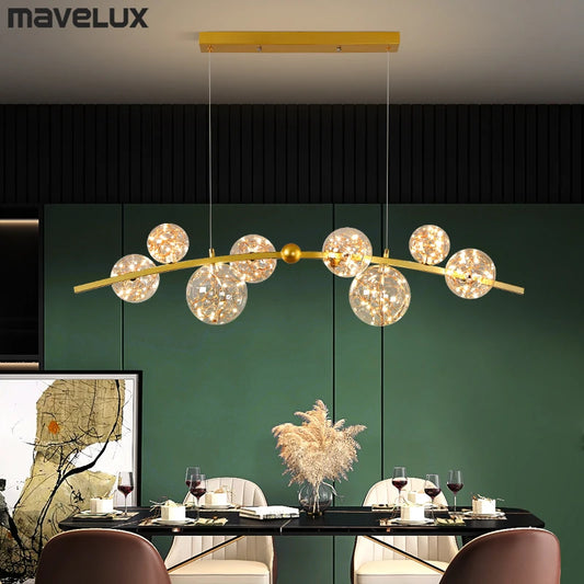 Nordic Clear Glass Ball Long LED Pendant Lamp