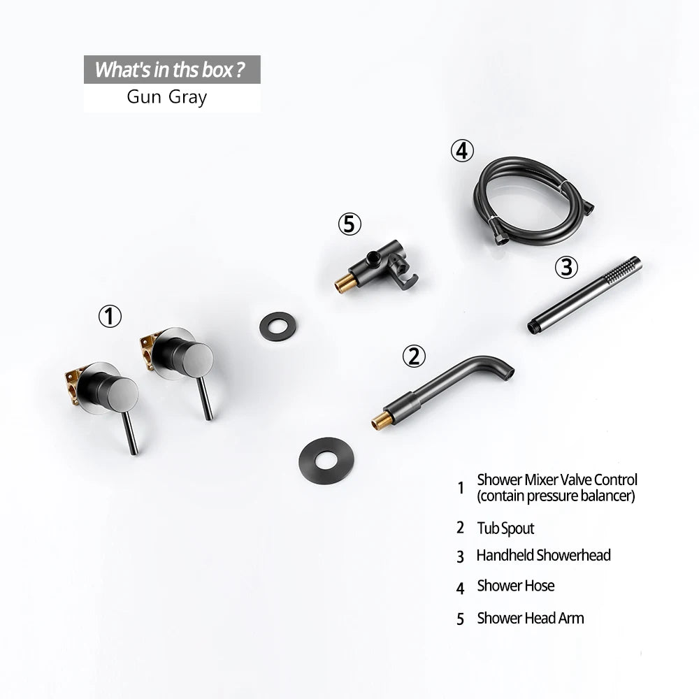 Shower Mixer Shower Set Hot & Cold 2 Way Diverter Shower Faucet Solid Brass With 150MM/210MM/260MM Bath Spout Mixing Shower  Kit