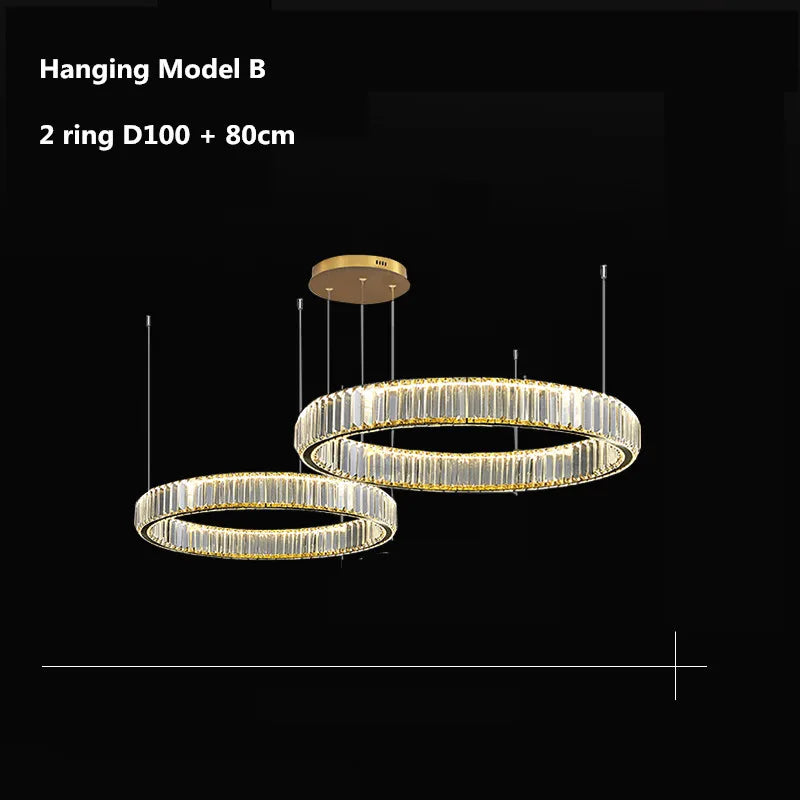 Postmodern Living Room Crystal Chandelier Remote Control Dimmable