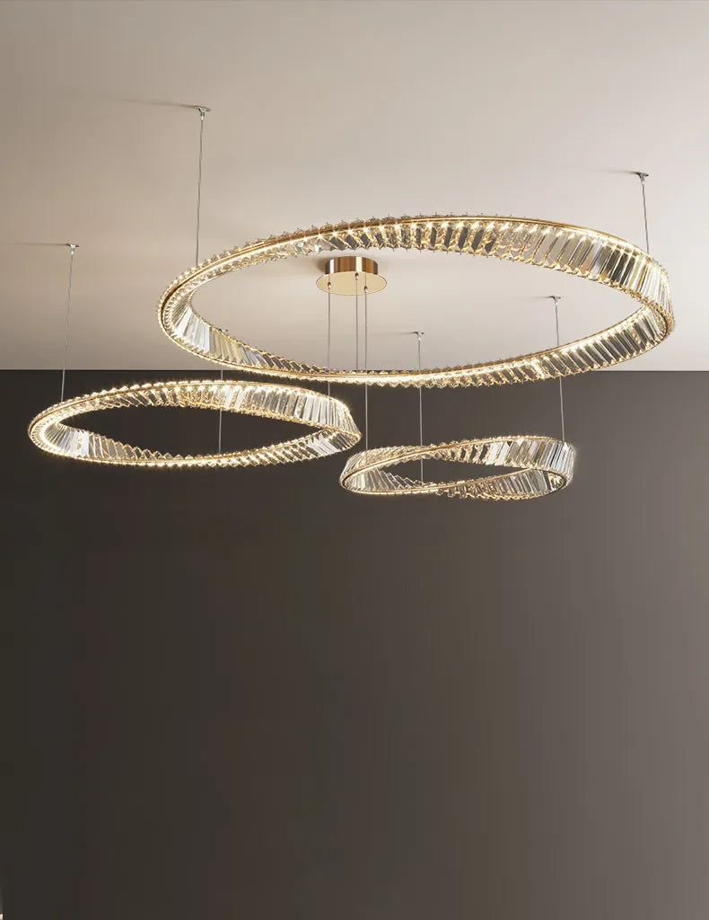 Modern Luxury Gold and Crystal Living Room Led Dimmable Pendant Lights