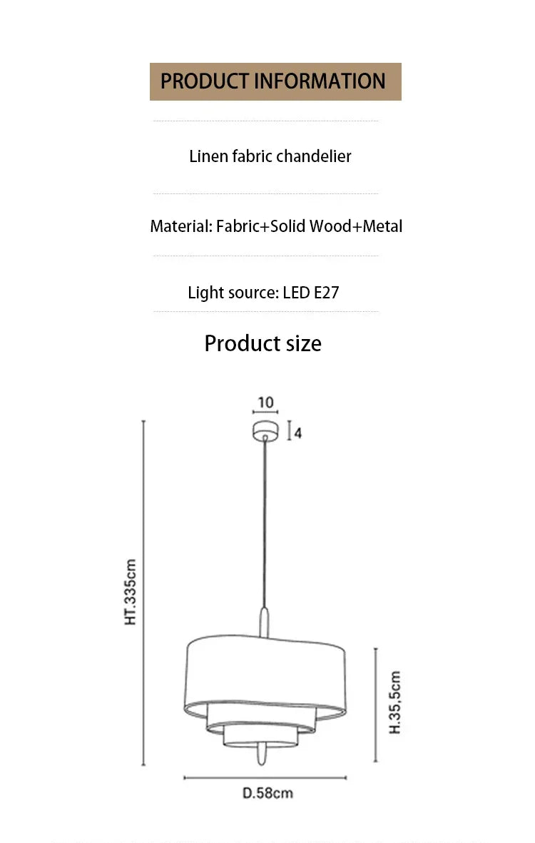Margin Pendant Japanese Linen Cloth Lamp