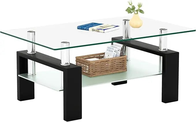 Modern Tempered Glass Coffee Table for Living Room