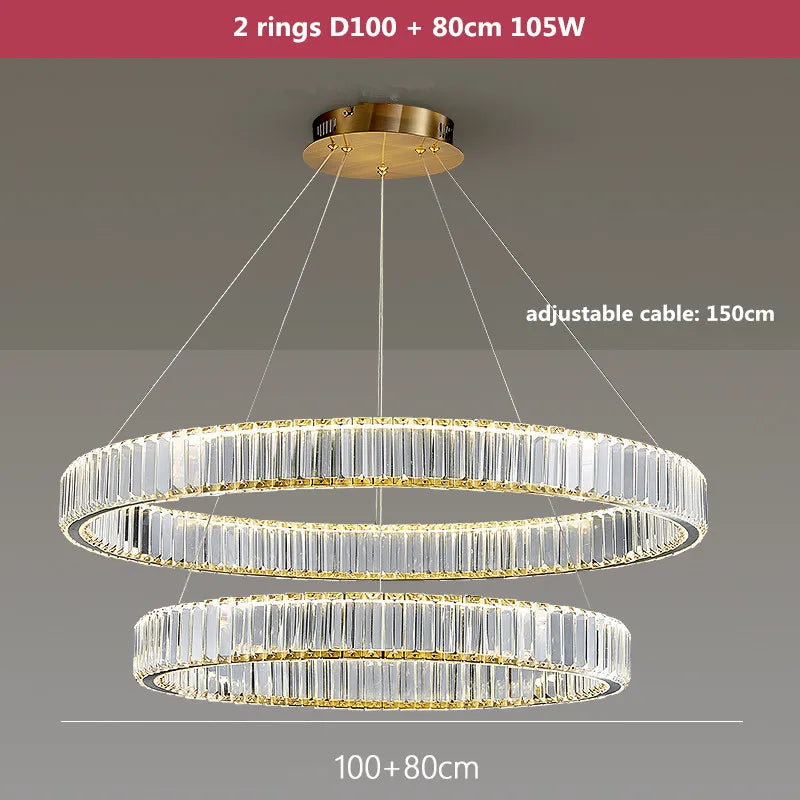 Postmodern Living Room Crystal Chandelier Remote Control Dimmable