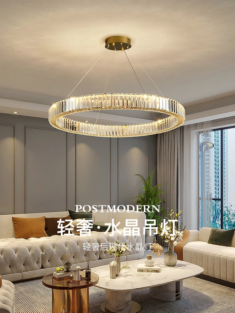 Crystal Chandelier in Simple Stainless Steel or Gold