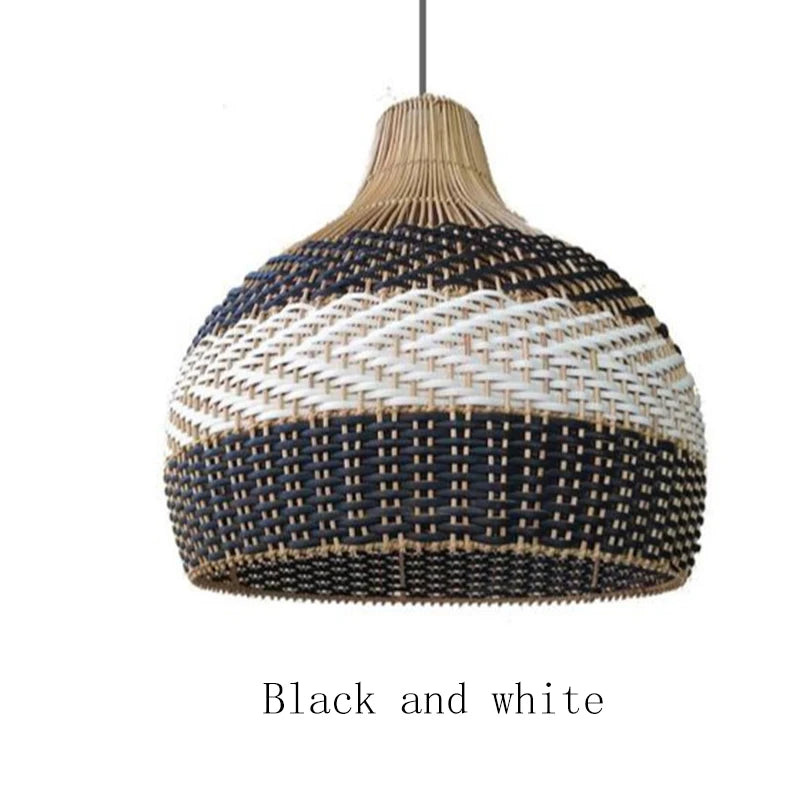 New Rattan Pendant Lights Creative Color Matching Rattan Lamp Chinese Style Luminaire for Dining Room Restaurant Suspension Lamp