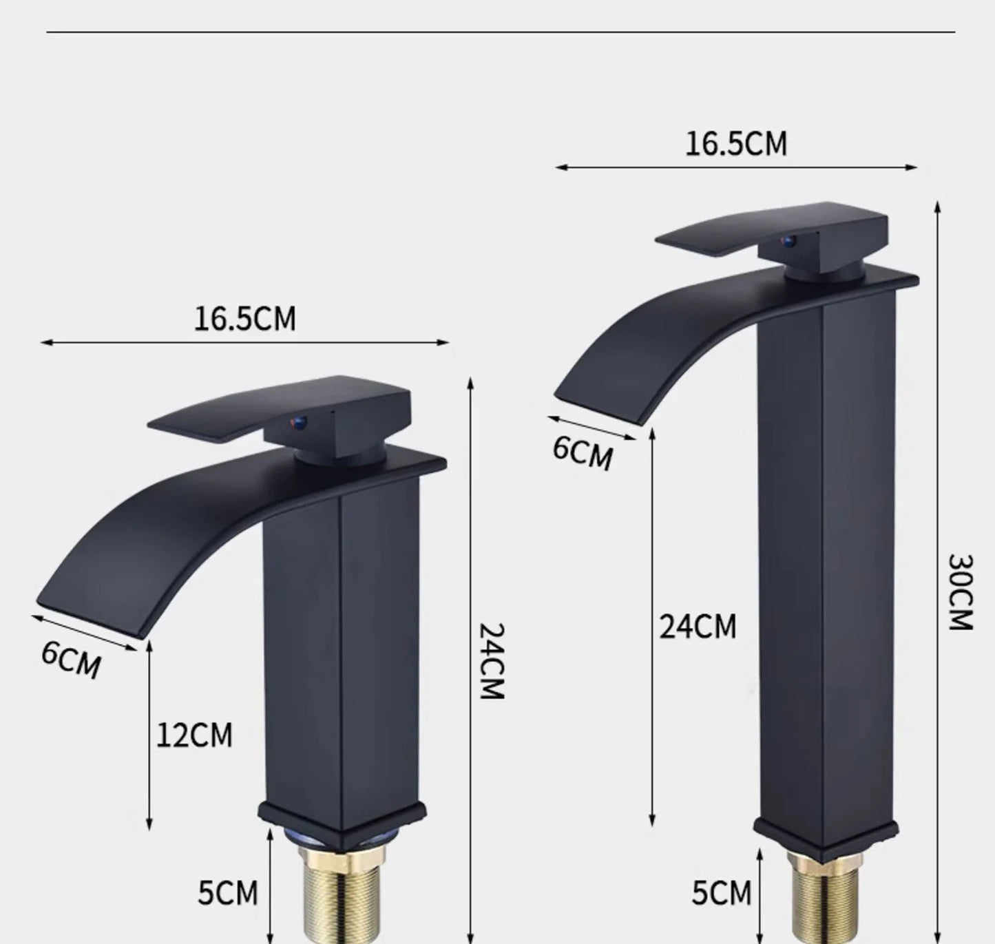 Waterfall style washbasin faucet black cold and hot all copper bathroom kitchen washbasin basin bathroom household use