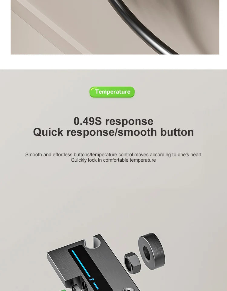 Space Aluminum Shower Set Gray Shower System Set Digital Display Piano Button With Ambient Light Bathroom Faucets Shower Head