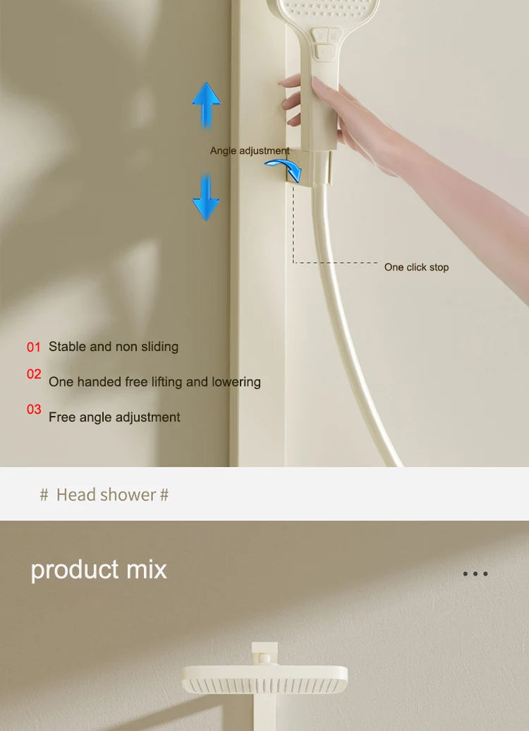 Milk White Shower Thermostat Shower Set Home Digital Display Shower Fine Copper Bath Pressurized Bathroom Shower Nozzle