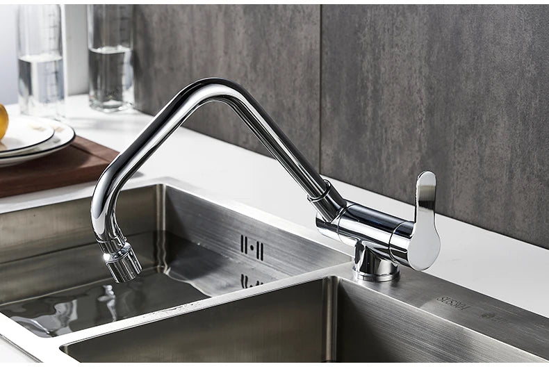 Deck Mounted Black Kitchen Faucets Pull Out Hot Cold Water Filter Tap for Kitchen Two Ways Sink Mixer Kitchen Faucet EL9005