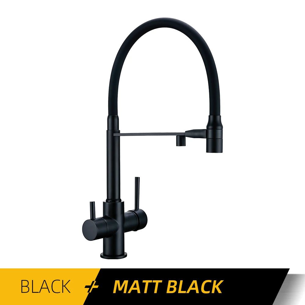 Brushed Nickel Kitchen Faucet Pull Out Double Handle Kitchen Tap Matte Chrome Kitchen Mixer Brass Single Hole 3 Ways Sink Tap