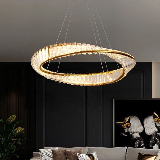 Modern Crystal Circle Pendant Light