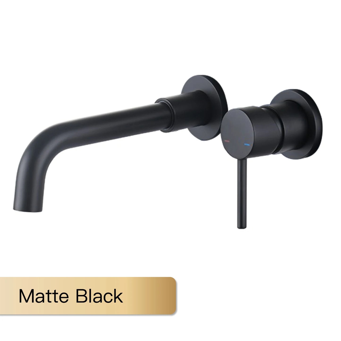 AITANA Simple Brass Black Bathroom Faucet Embedded Design Single Handle Hot and Cold Water Dual Hole Wall Mounted Basin Mixer