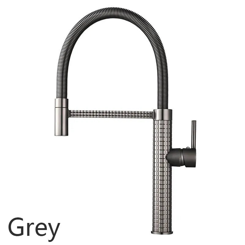 Gold Kitchen Faucet Matte Gray Sink Faucet Single Hole Single Handle Drop Down Spring Faucet Deck Installation Kitchen Water Tap