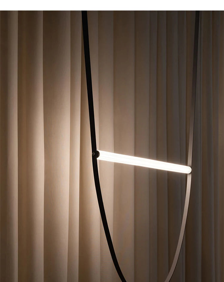 Postmodern Leather Belt Chandelier Living Room Villa Building Coffee Restaurant Glass Tube Designer Chandelier
