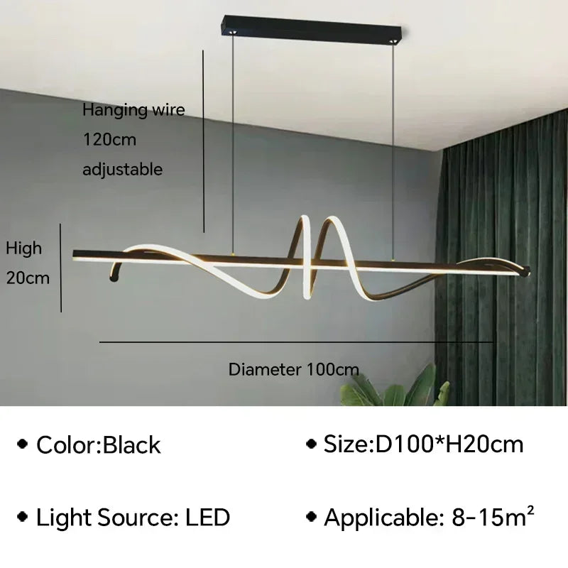 Modern LED Pendant Light Aluminum Luxury Chandelier For Living Dining Room Office Kitchen Island Home Decor Hanging Lamp Fixture