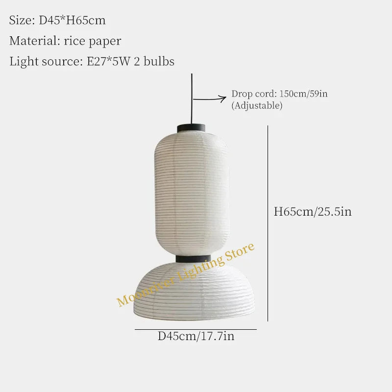 Wabi Sabi Pendant Lamps Rice Paper Chandelier Japan Style Hanging Light for Ceiling Living Room LED Light Room Decor Lustre