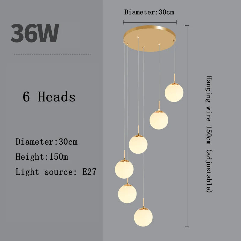 Stairs Modern Nordic Chandelier Loft Duplex Living Room Hotel Lobby Long Chandelier Home Decorative Lighting