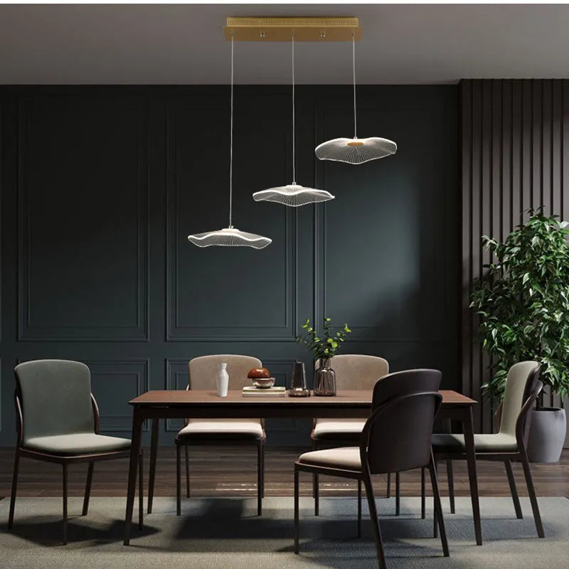 Nordic Lotus Leaf Restaurant LED Pendant Lamps Moden Chandelier for Staircase LOFT Duplex Villa Living Room Light Lustre Fixture