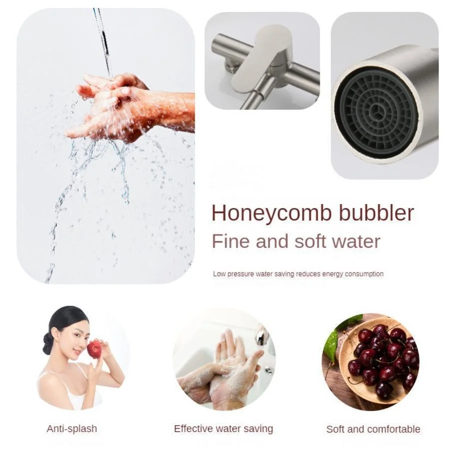 Wall Mounted Kitchen Faucet Wall Kitchen Mixers Kitchen Sink Tap 360 Degree Free Swivel Flexible Hose Double Holes Water Taps