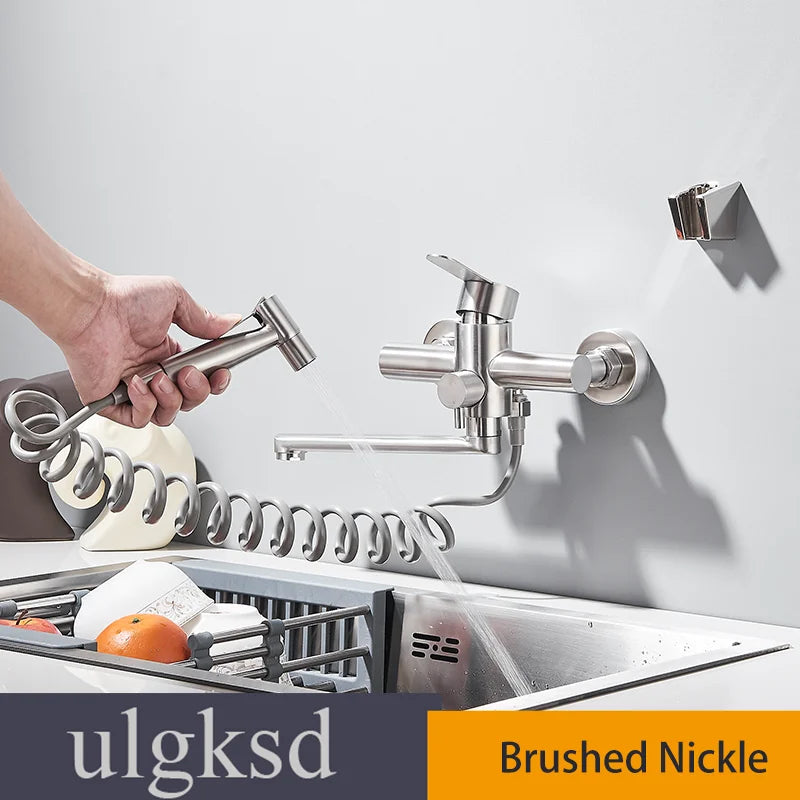 Kitchen Faucet With Bidet Hot And Cold Faucets Folding Water Spout Little Hand Spray Concealed Installion Kitchen Tap Sink Crane
