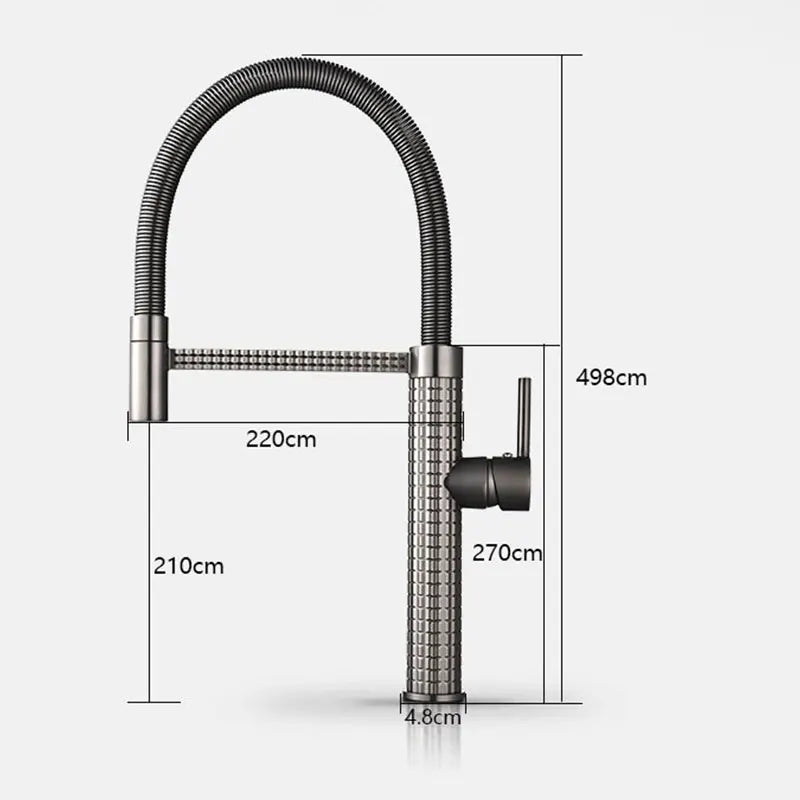 Gold Kitchen Faucet Matte Gray Sink Faucet Single Hole Single Handle Drop Down Spring Faucet Deck Installation Kitchen Water Tap