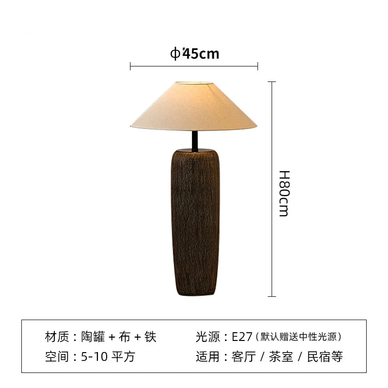 Ceramic Lamp Wabi-Sabi Style Vintage Japanese Floor Lamp