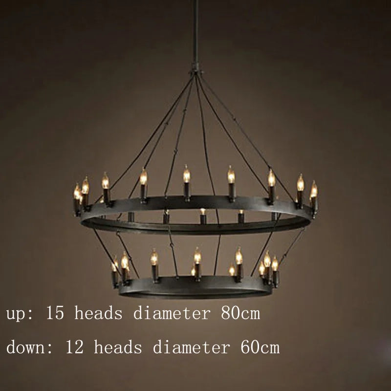 American Retro Iron Double Pendant Lamp