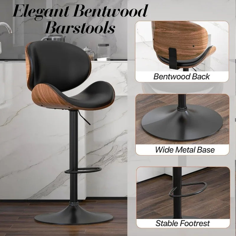 Set of 2 Swivel Adjustable Height Barstools