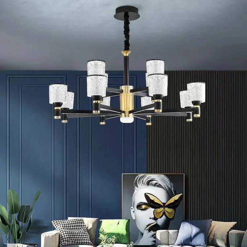 Nordic LED Luxury Living Room in Gold and Black