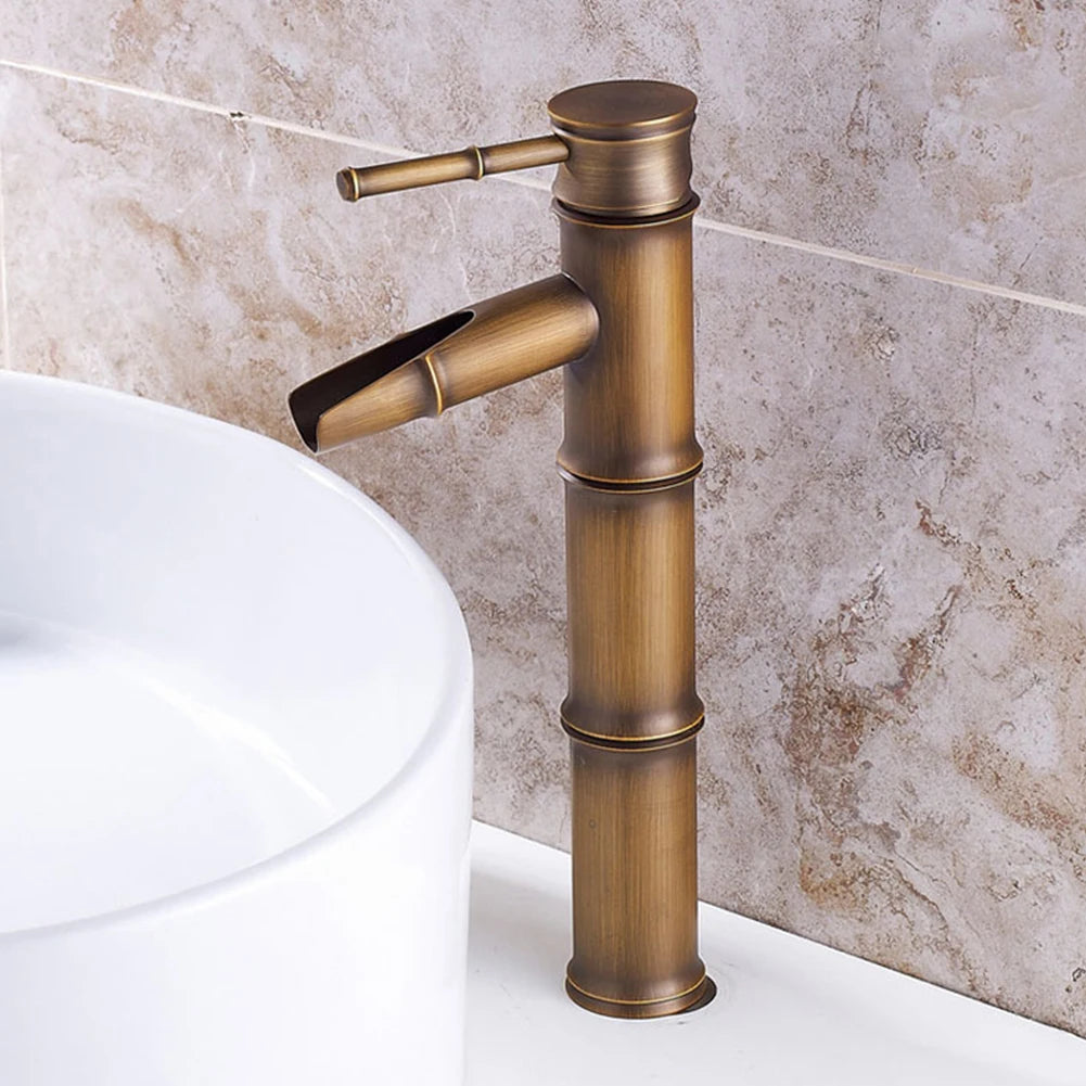Basin Faucet Antique Brass Bamboo Shape Faucet Sink Mixer Faucet Single Handle Filter Impurities Kitchen Bathroom Accessories