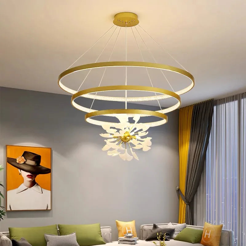 Modern Nordic Ginkgo Branch Leaf G9 LED Ceiling Chandelier For Living Dining Room Pendant Lamp Home Decor Lustre Indoor Lighting