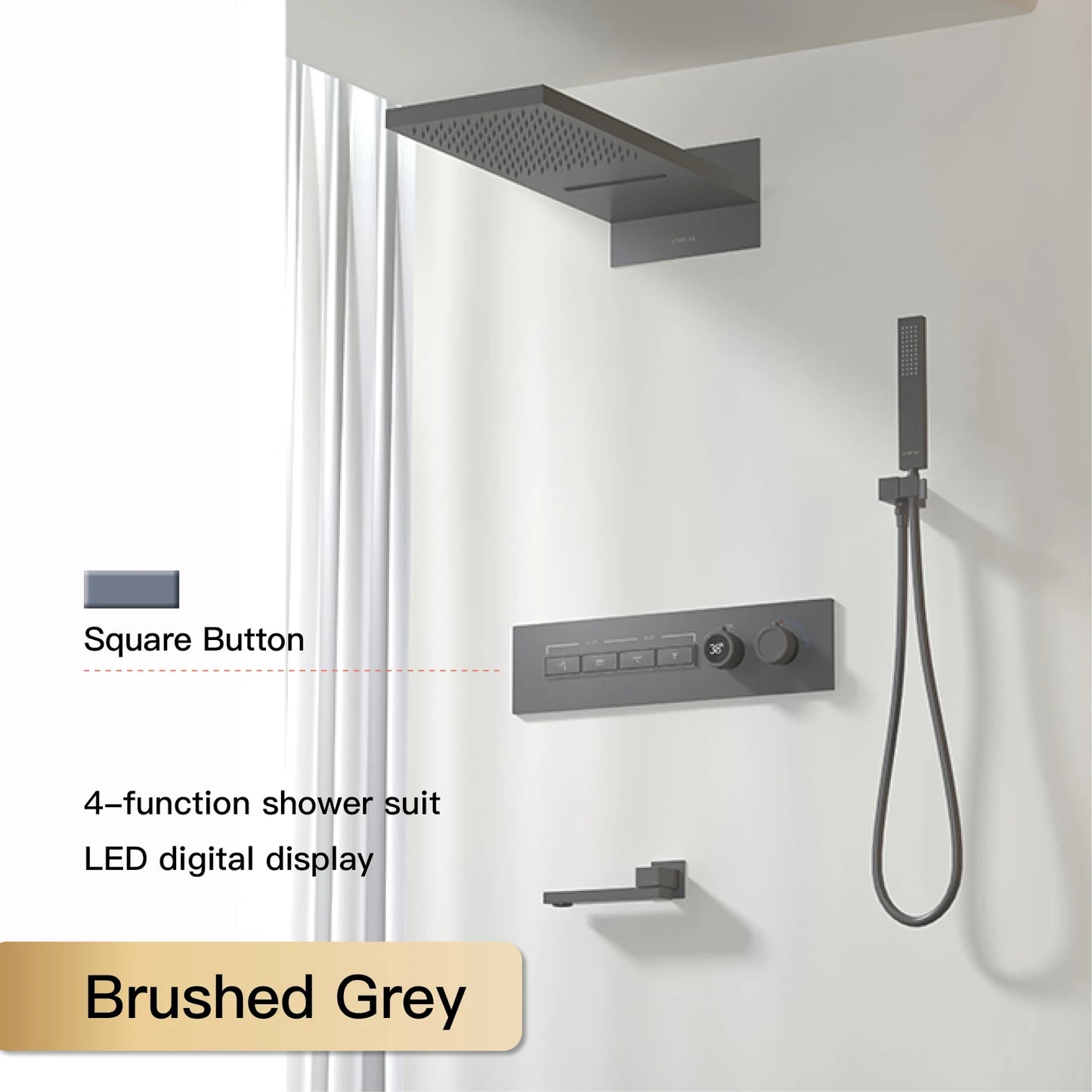 Luxury Black Brass Shower System LED Digital Display