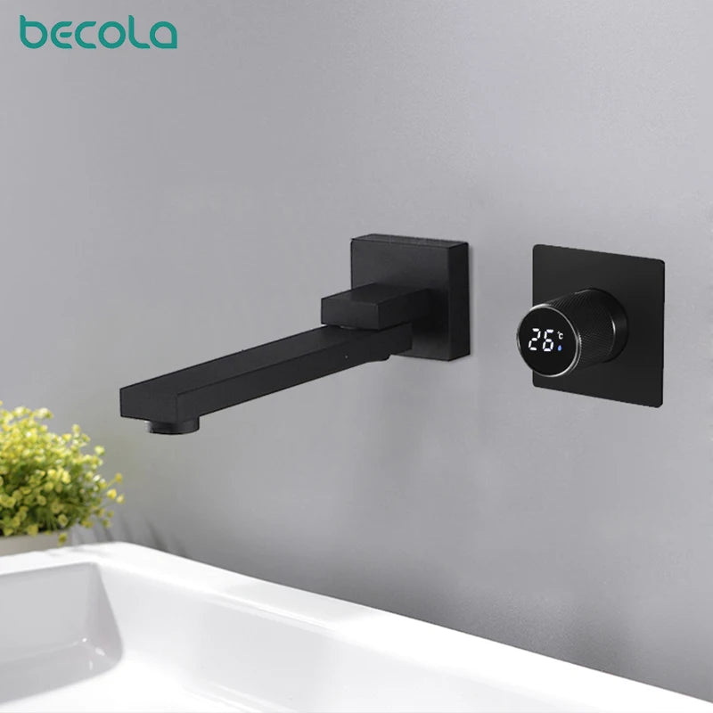 Digital display concealed in wall mounted basin, wash basin faucet  Faucet Single Handle Hot Cold Washbasin Basin Sink Faucet