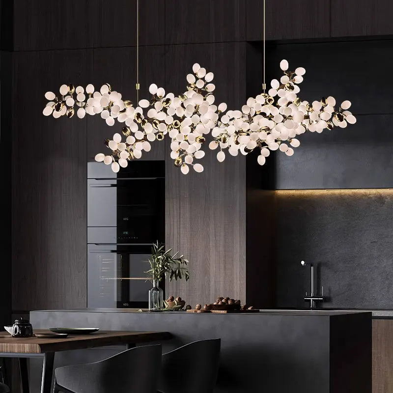 Modern Multi-Bulb Brushed Stainless and Glass Pendant Lights