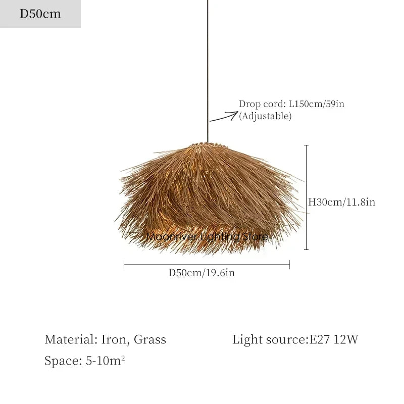 Wabi Sabi Hanging Lamp for Ceiling Shop Bar Grass Pendant Lights Japan Living Room Chandelier Loft Room Decor Lustre LED