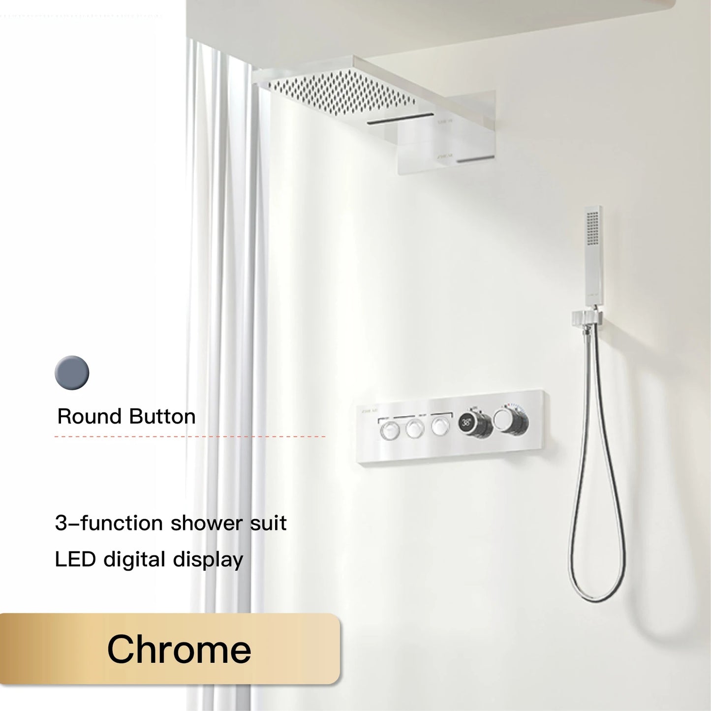 Luxury Black Brass Shower System LED Digital Display